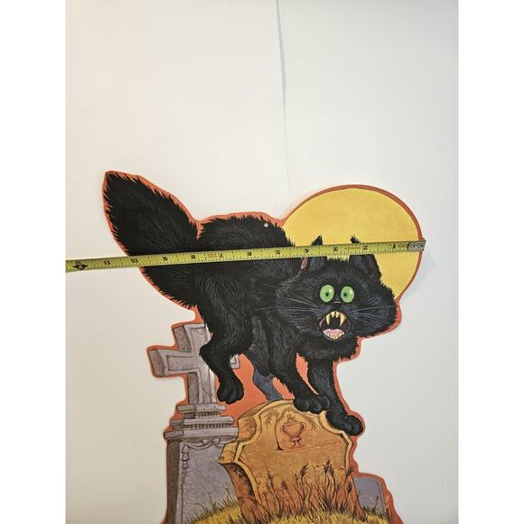 4 VTG KIRK Halloween Paper Die Cut Black Cat Tombstone Witch Werewolf Scarecrow - Picture 14 of 16